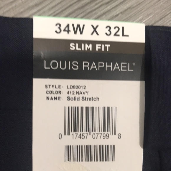 Louis Raphael NWT Navy Blue Comfort Stretch Slim Fit Flat Front Dress Slacks - Picture 3 of 9